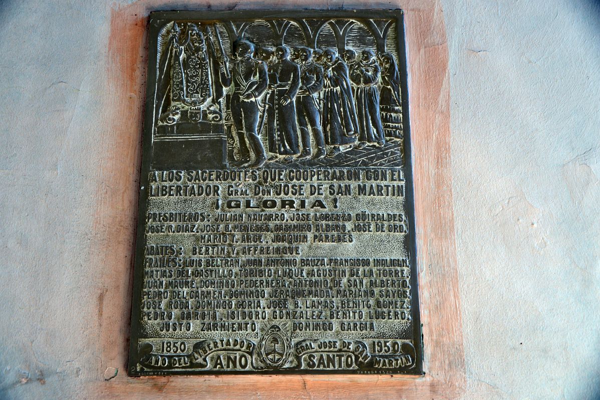 06-03 1950 Plaque To General Jose de San Martin Outside The Iglesia de San Francisco Basilica In Mendoza